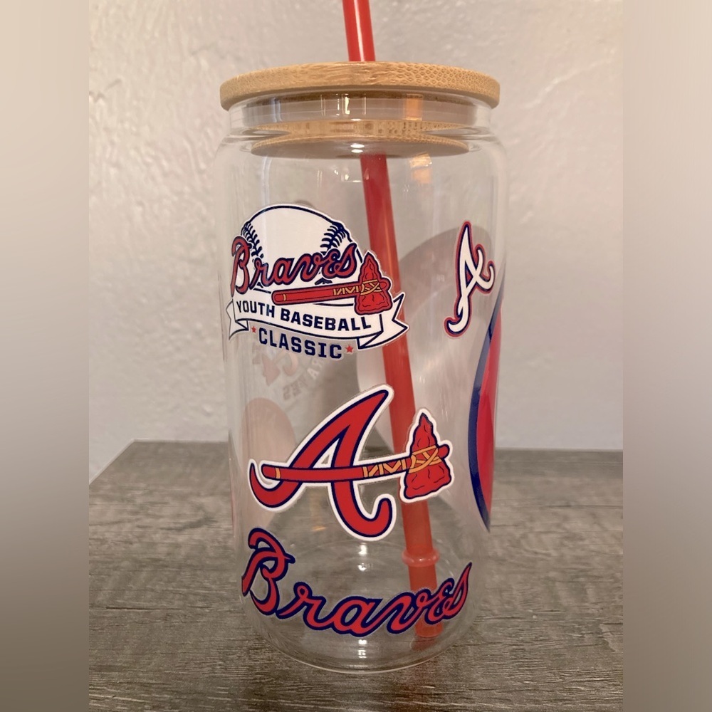 Atlanta Braves Logo Handcrafted Glass Tumbler